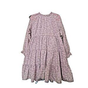 Perrimitz Lavender Petit Fleur Tiered Tulle Dress Long Sleeve Easter Church 4/5T